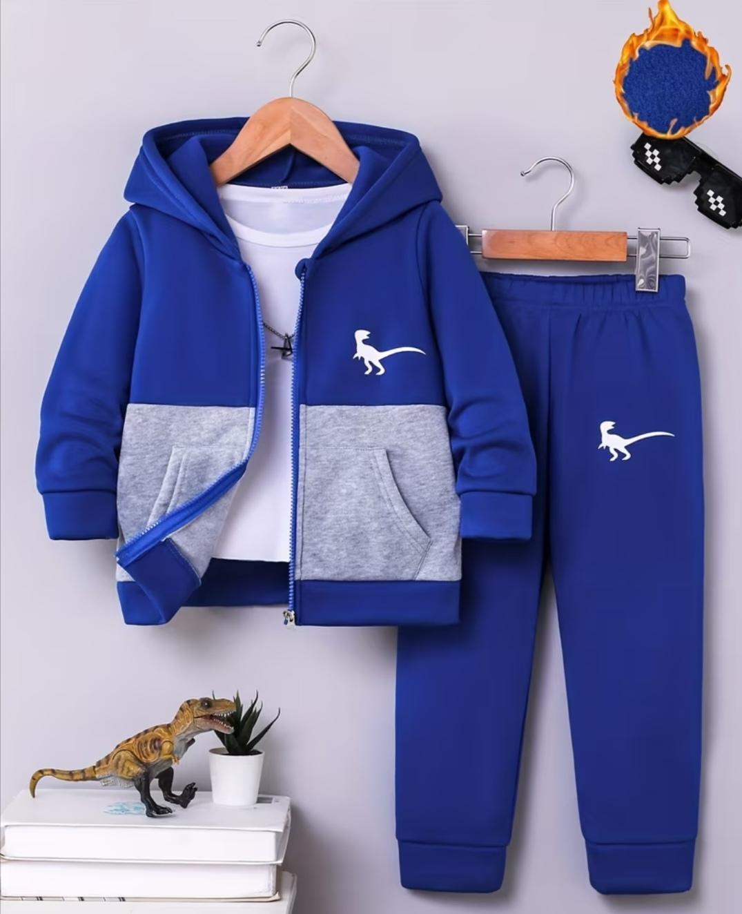 ​🦖 kids' royal blue dinosaur 2-piece tracksuit set! 🦖